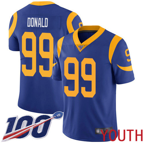 Los Angeles Rams Limited Royal Blue Youth Aaron Donald Alternate Jersey NFL Football #99 100th Season Vapor Untouchable->youth nfl jersey->Youth Jersey